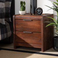 Baxton Studio Torres-Rain Oak-NS Torres Modern and Contemporary Brown Oak Finished 2-Drawer Wood Nightstand